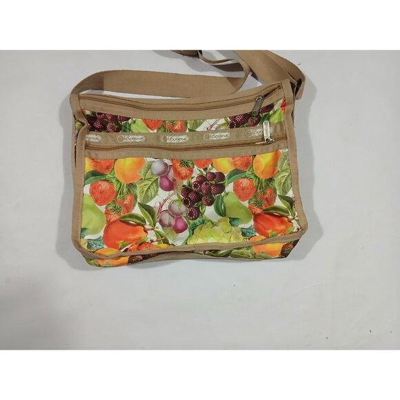 LeSportSac Crossbody Bag Tan Fruit Adjustable Strap Commute Everday Deluxe - Picture 9 of 11